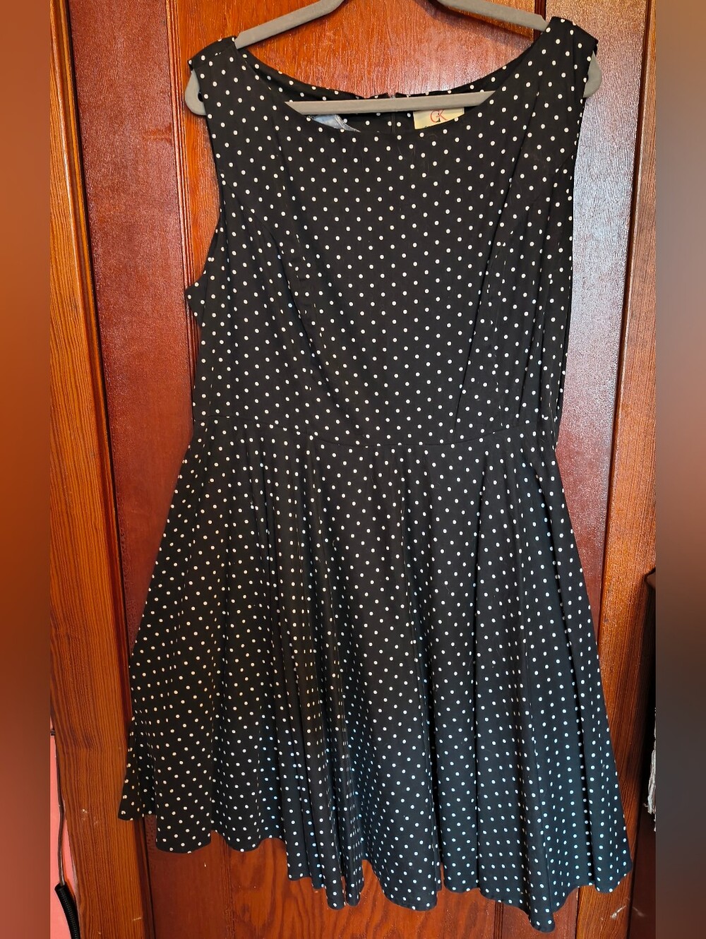 Grace Karin Black and White Polka Dot Sleeveless Midi Dress